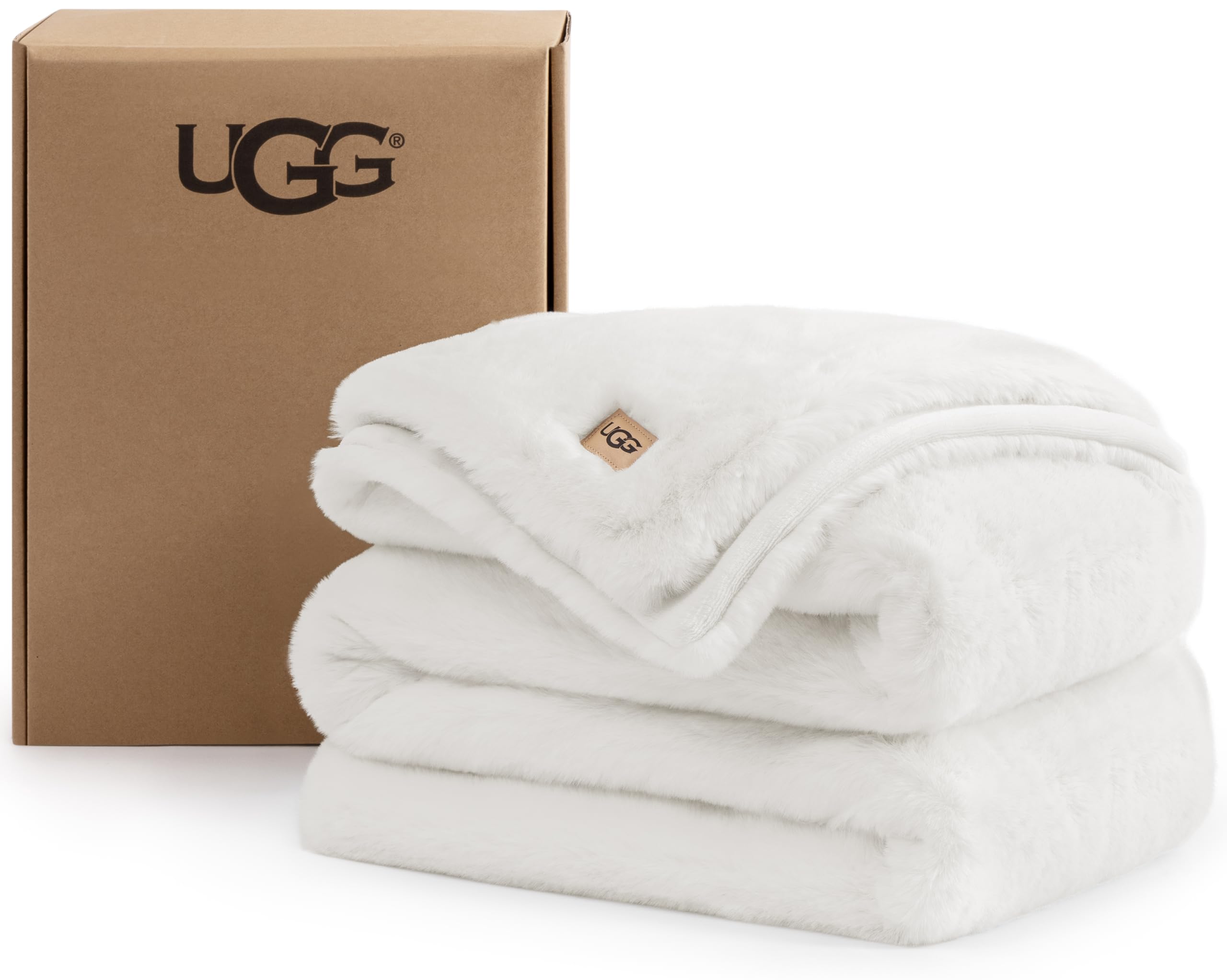 UGG Euphoria 奢华仿皮草毛绒毯 50x70英寸 纯白