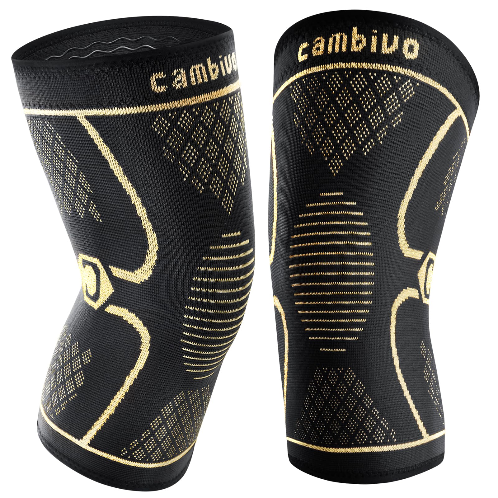 CAMBIVO 铜离子膝盖护套 2只装 男女运动护膝 缓解疼痛
