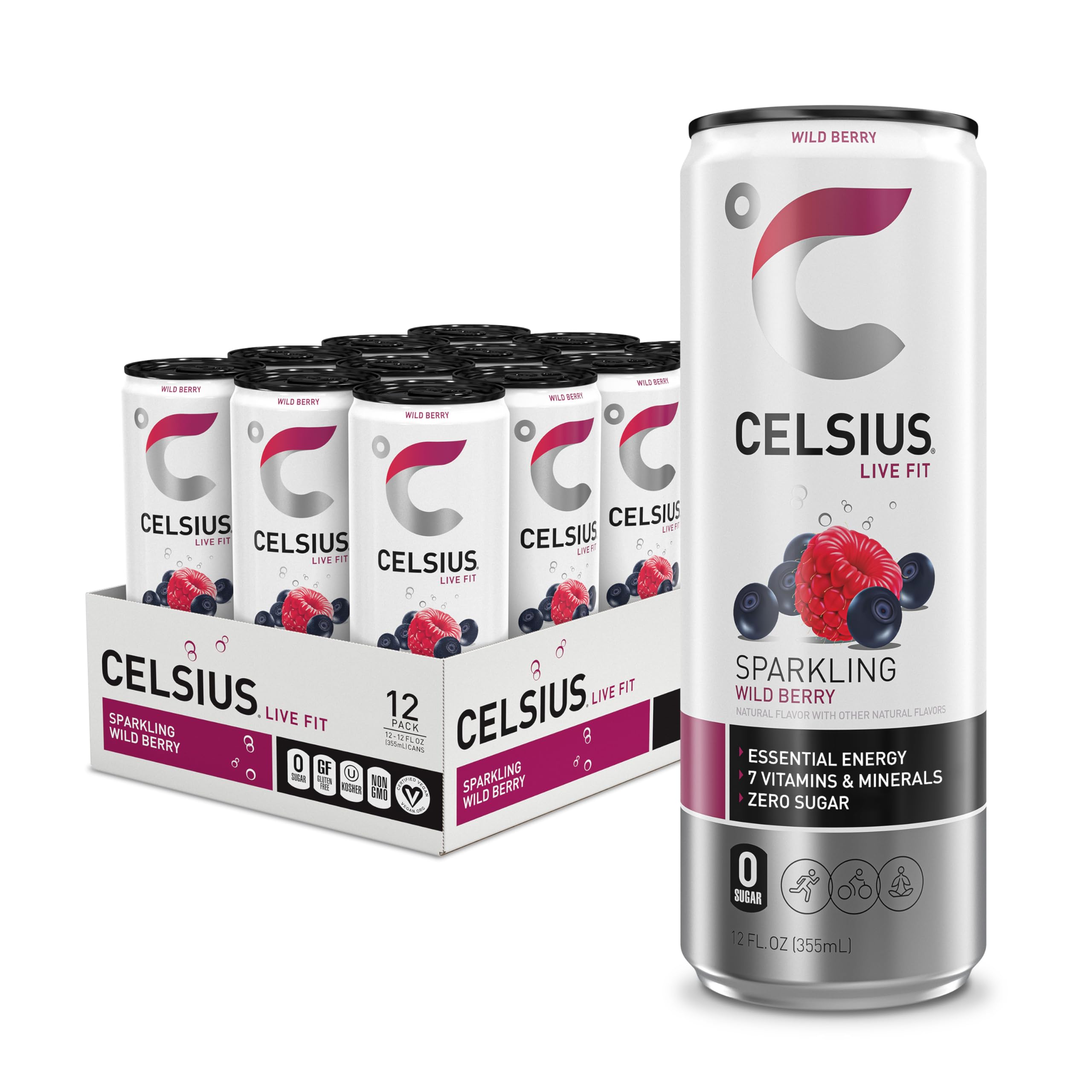 CELSIUS 零糖野莓气泡能量饮料 12罐装