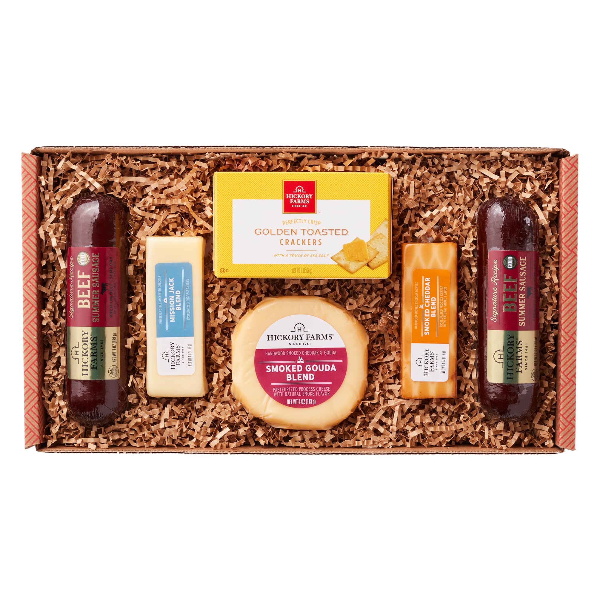 Hickory Farms 经典牛肉与奶酪礼品篮（中号） - 礼盒套装 | 冷切肉板美食 | 夏季香肠 | 父亲节 | 母亲节 | 复活节 | 圣诞节 | 节日 | 乔迁之喜 | 美食 | 慰问 | 关怀礼包