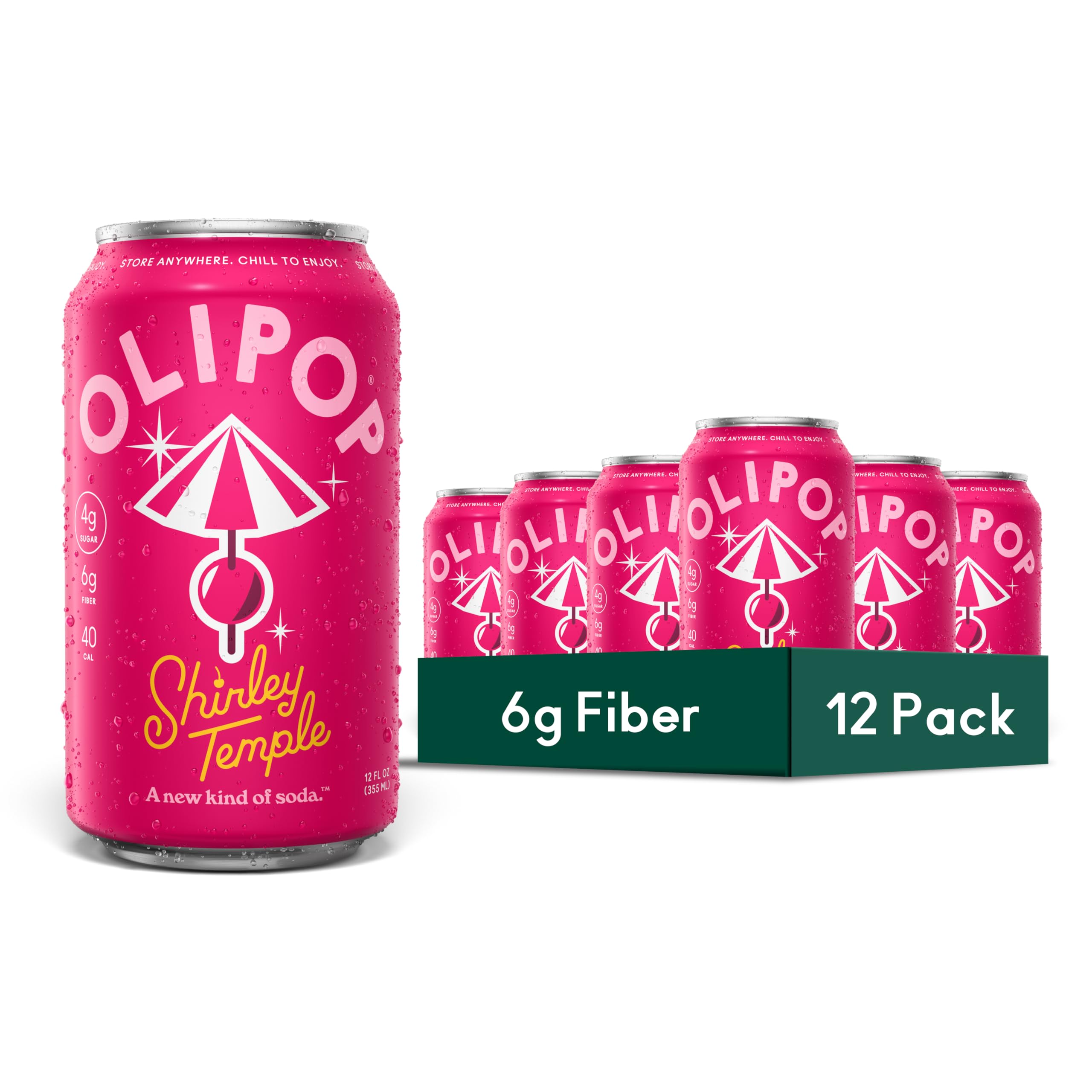 OLIPOP 6g纤维益生元汽水 雪莉寺口味 12罐装