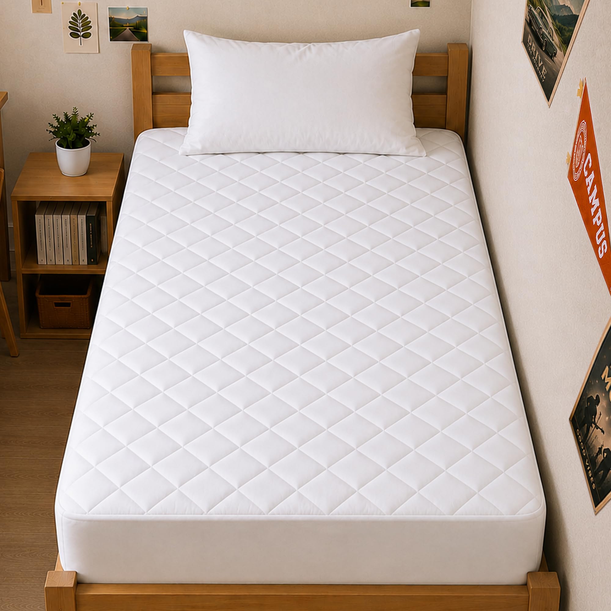 Utopia Bedding 绗缝床垫保护垫 Twin XL 白色 16英寸深