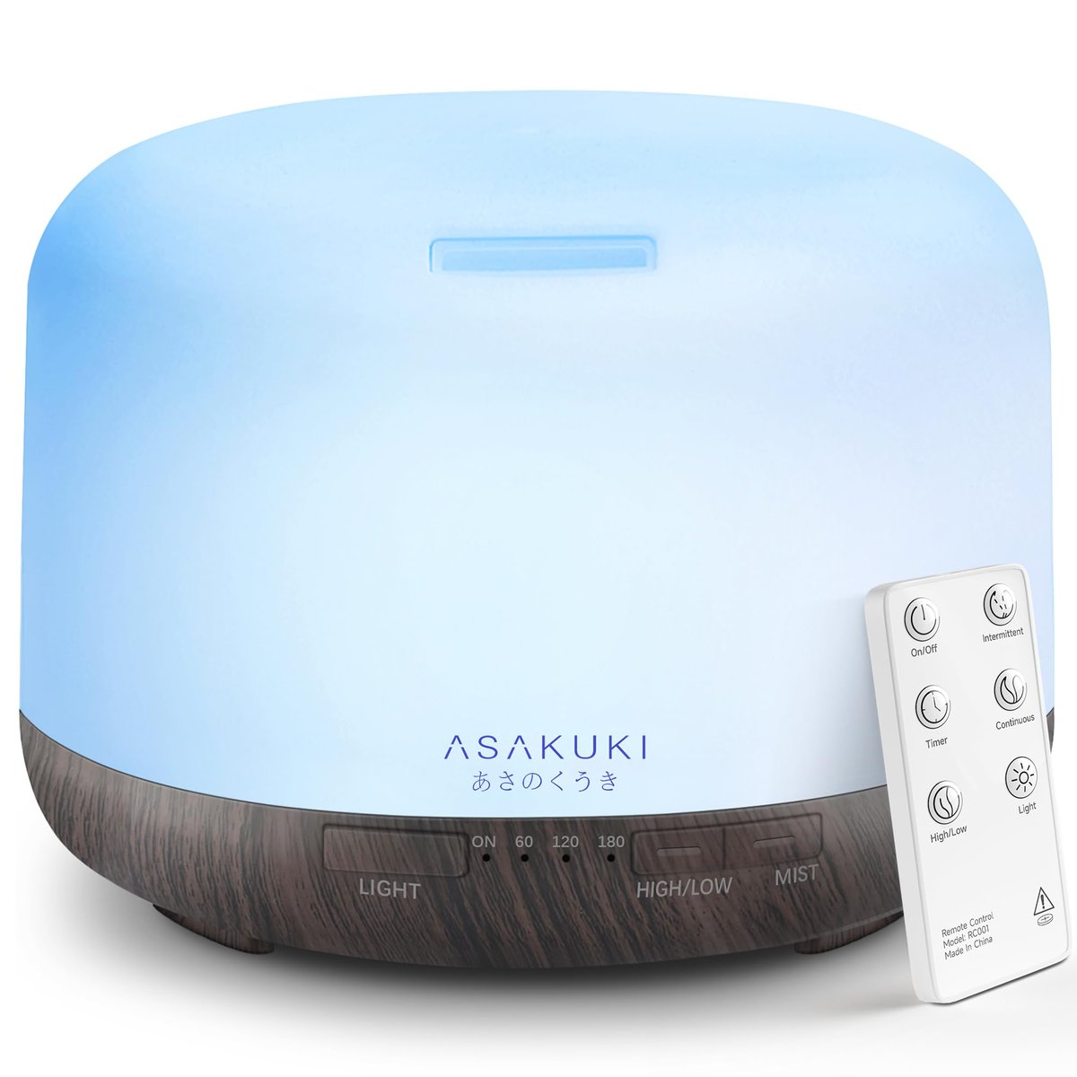 ASAKUKI家用香薰机500ML大容量静音超声波精油扩散器加湿器