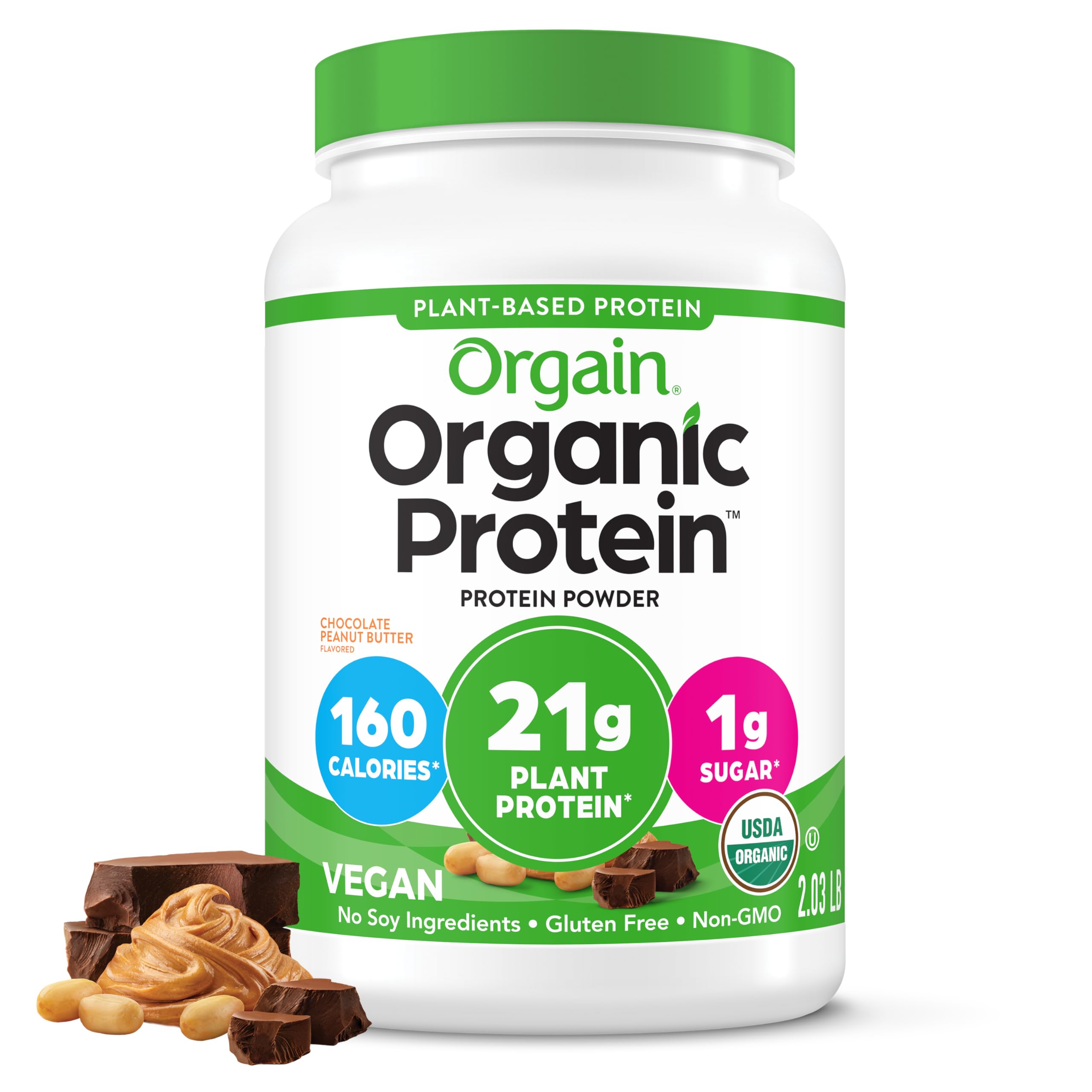 Orgain有机素食巧克力花生蛋白粉21g蛋白 2.03磅