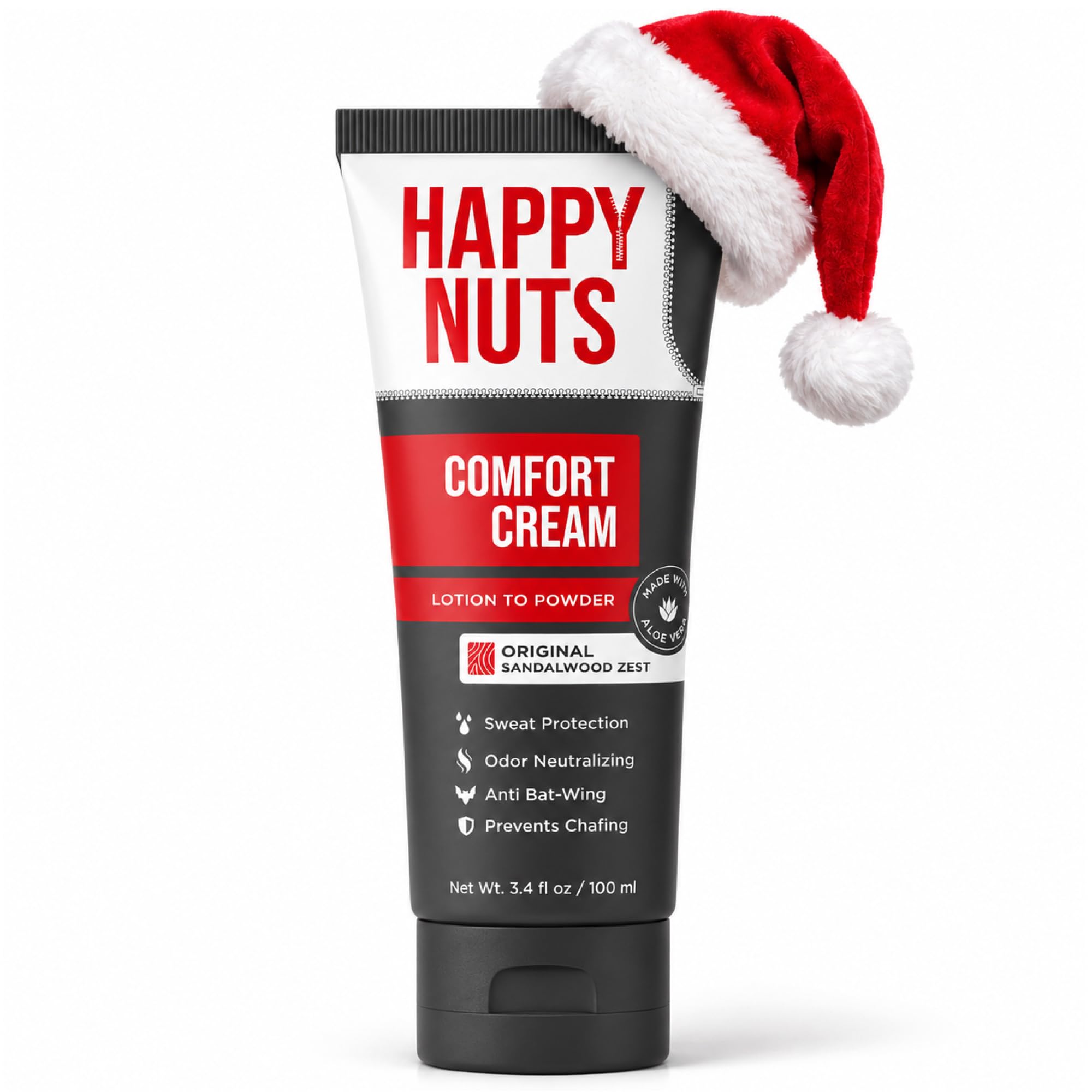 HAPPY NUTS Comfort Cream Deodorant For Men: Anti-Chafing Sweat Defense, Odor Control, Aluminum-Free, Travel Essential, Mens Deodorant & Hygiene Products for Men's Private Parts 3.4 Fl Oz - Original