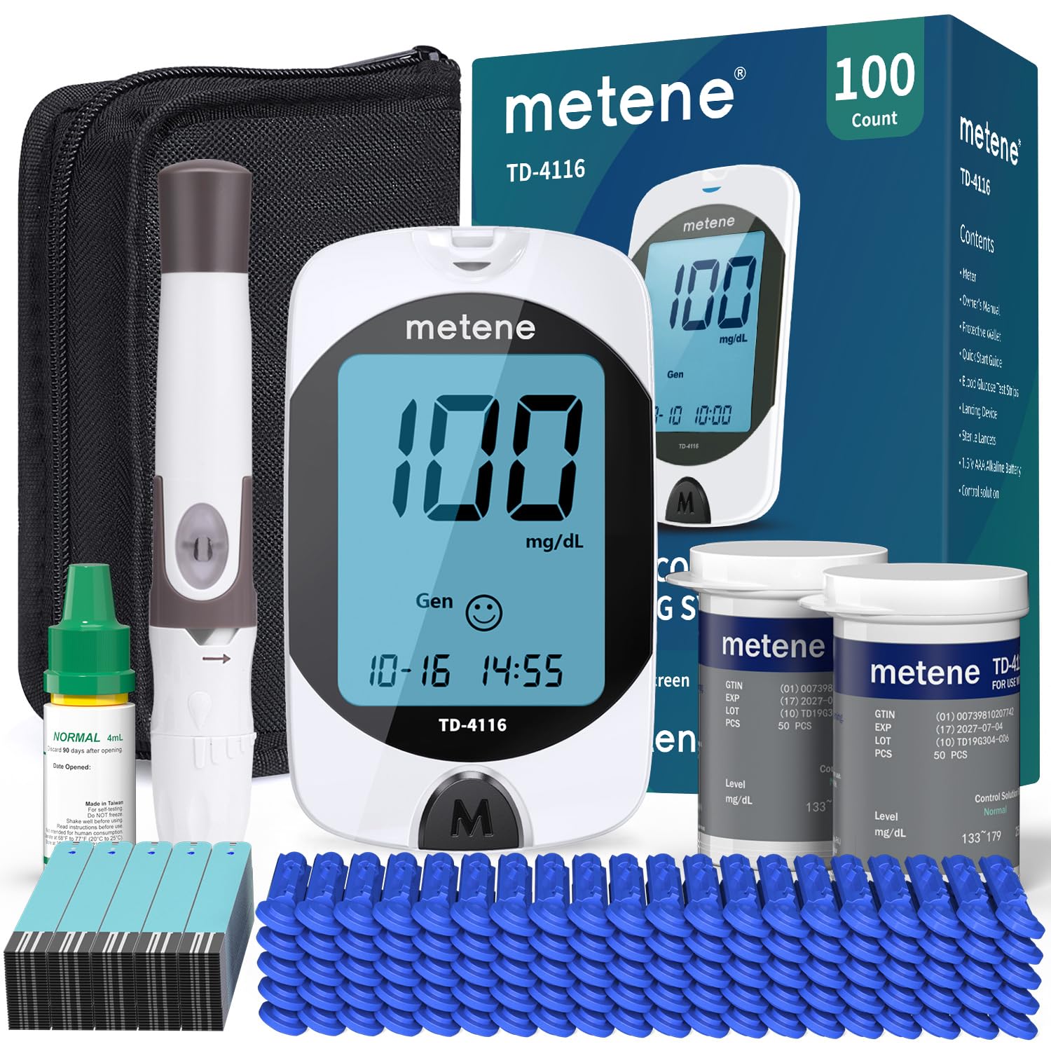 Metene TD-4116血糖仪 100试纸无编码精准测糖