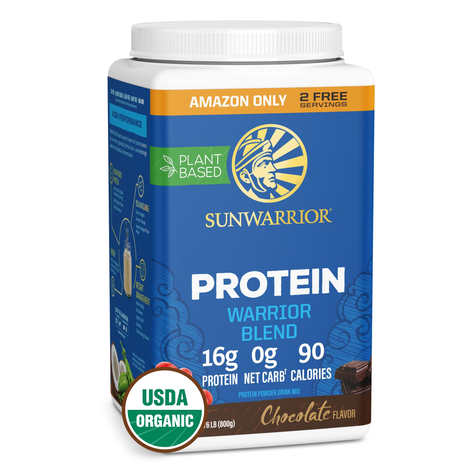 Sunwarrior 有机植物蛋白粉 巧克力味 含BCAA 素食无麸质 32份