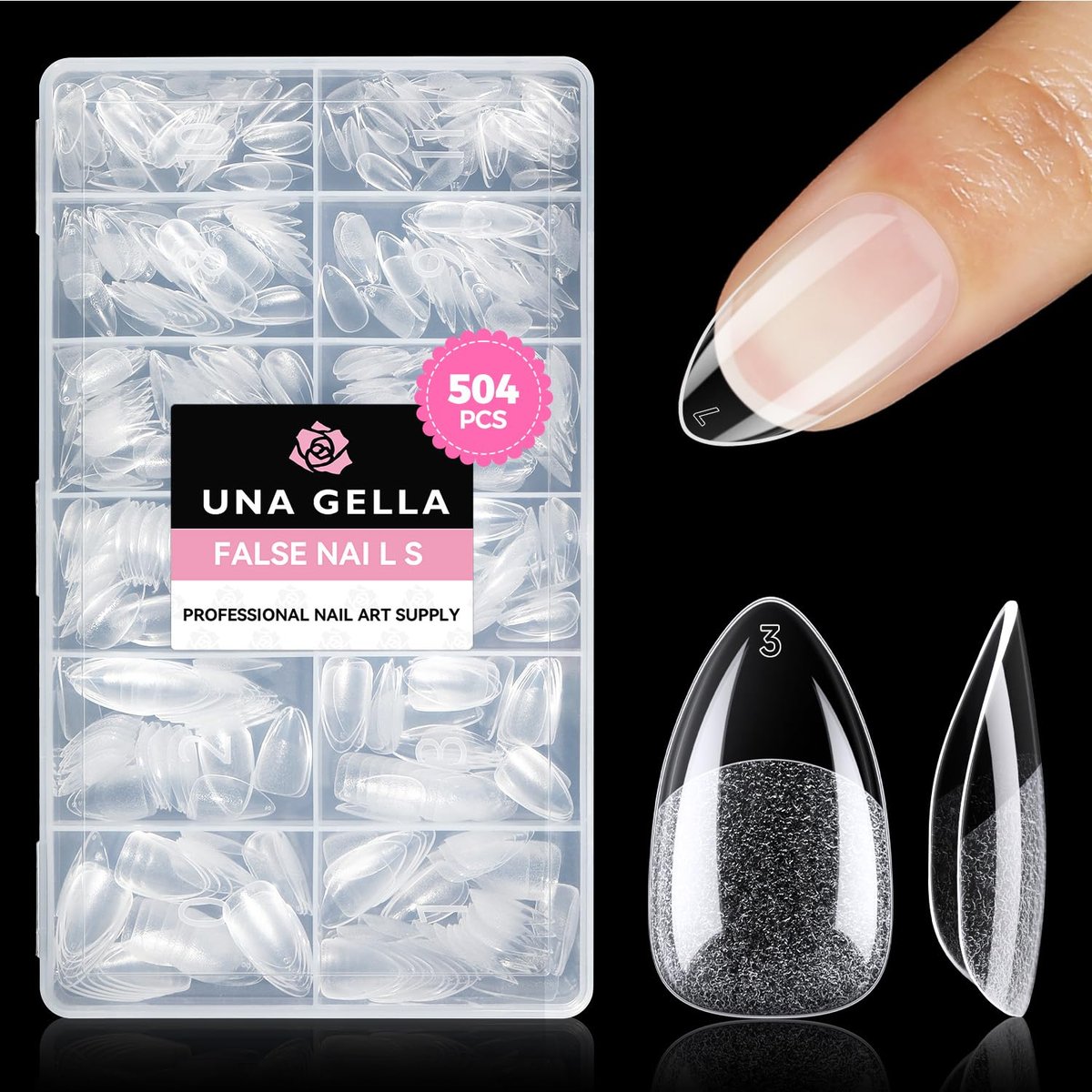 UNA GELLA 短款杏仁形甲片504片软质穿戴甲美甲贴片