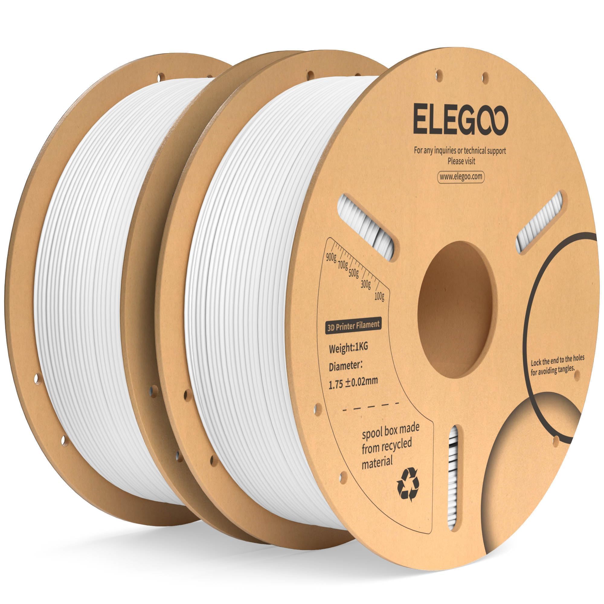ELEGOO PLA Plus 3D打印耗材1.75mm白色2KG高韧性不易堵头