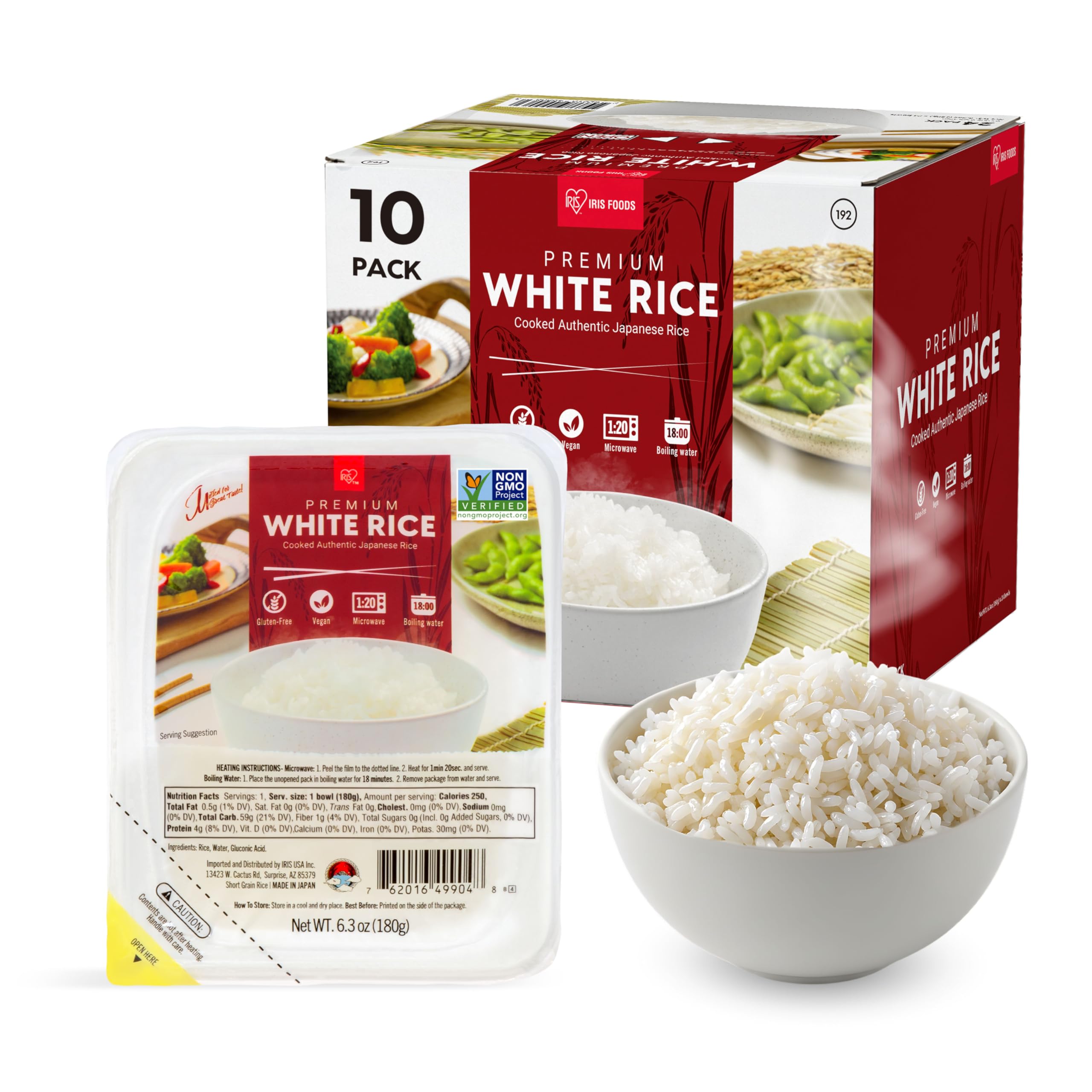 IRIS USA 日本短粒米 速食白米 10包装 微波80秒