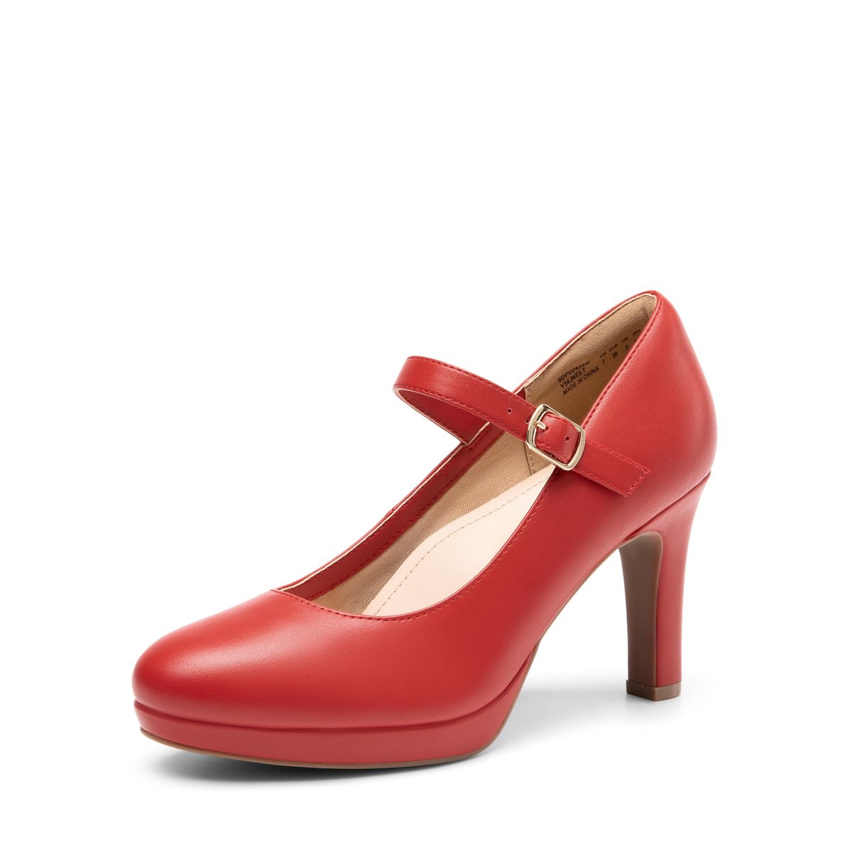 DREAM PAIRS Womens Dressy High Heels Mary Jane Pumps,Red-Pu,9 | 3.5" high paltform heel with 3D arch support memory foam resilient latex insole anti-slip grippy TPR sole closed round toe