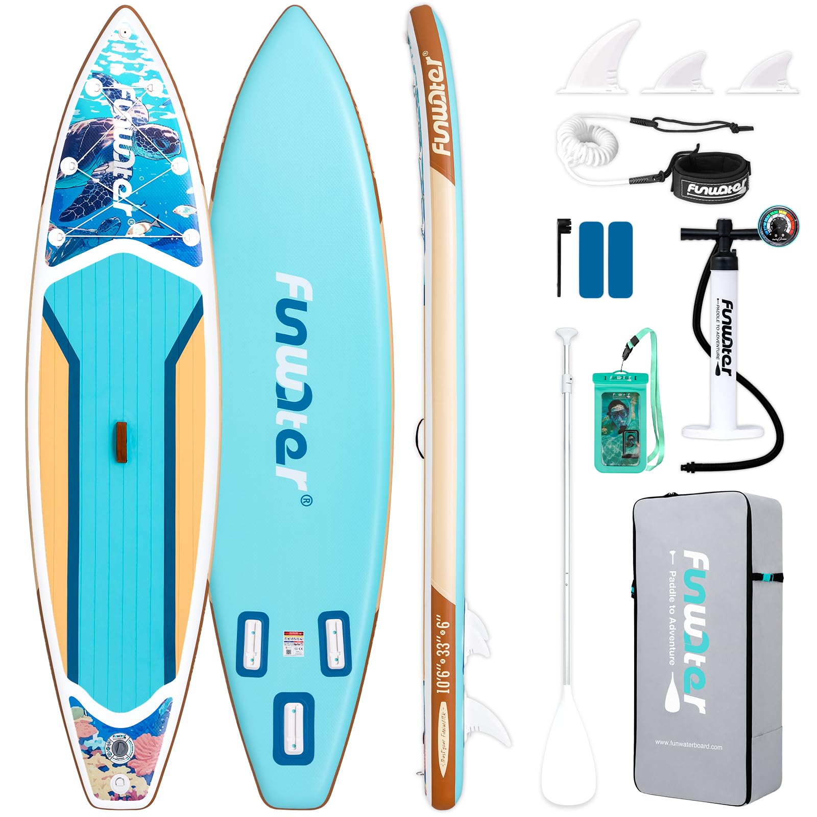 FunWater Inflatable Stand Up Paddle Board with Beginners SUP Accessories
