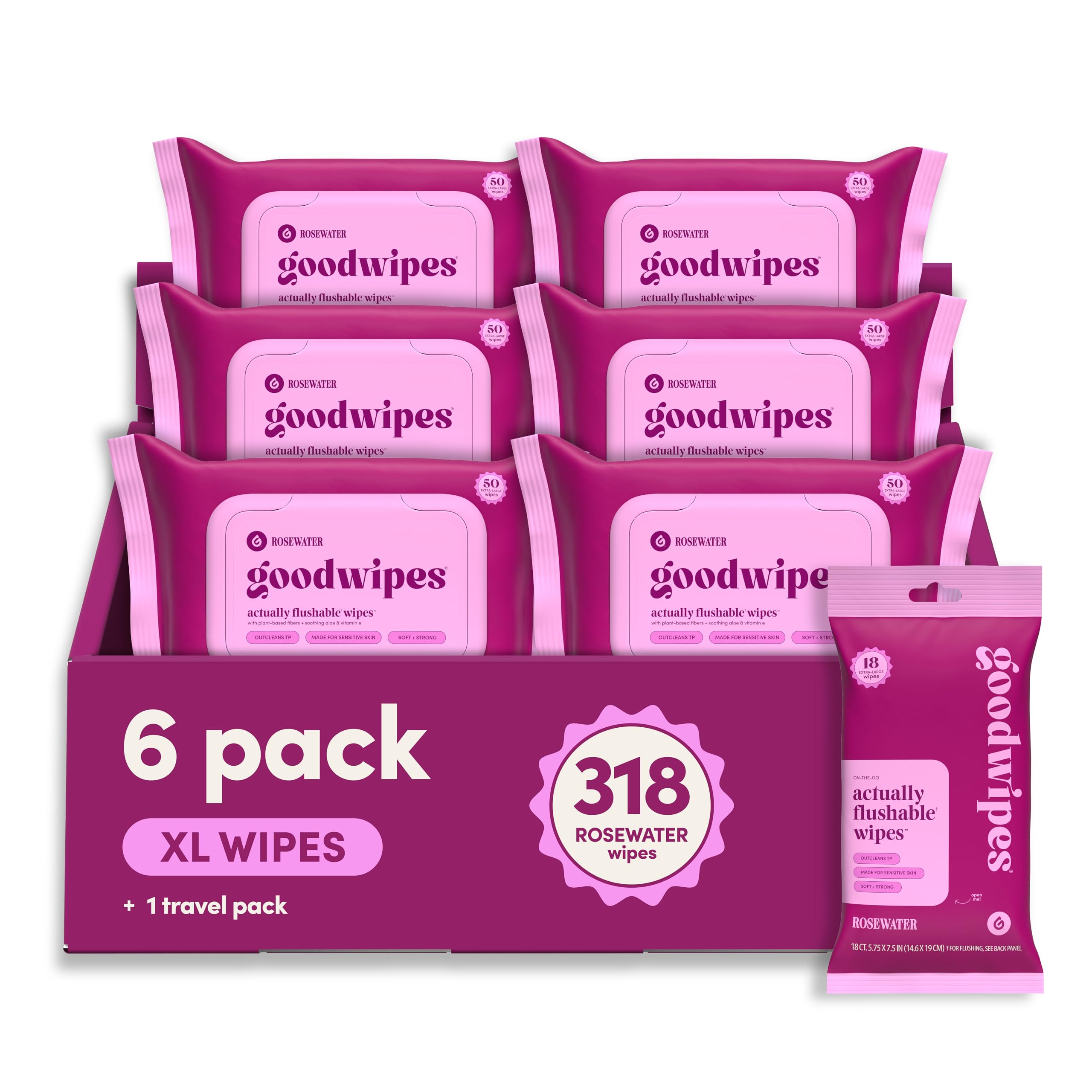 Goodwipes 可冲散湿巾 6包装 厚实柔韧 家庭装