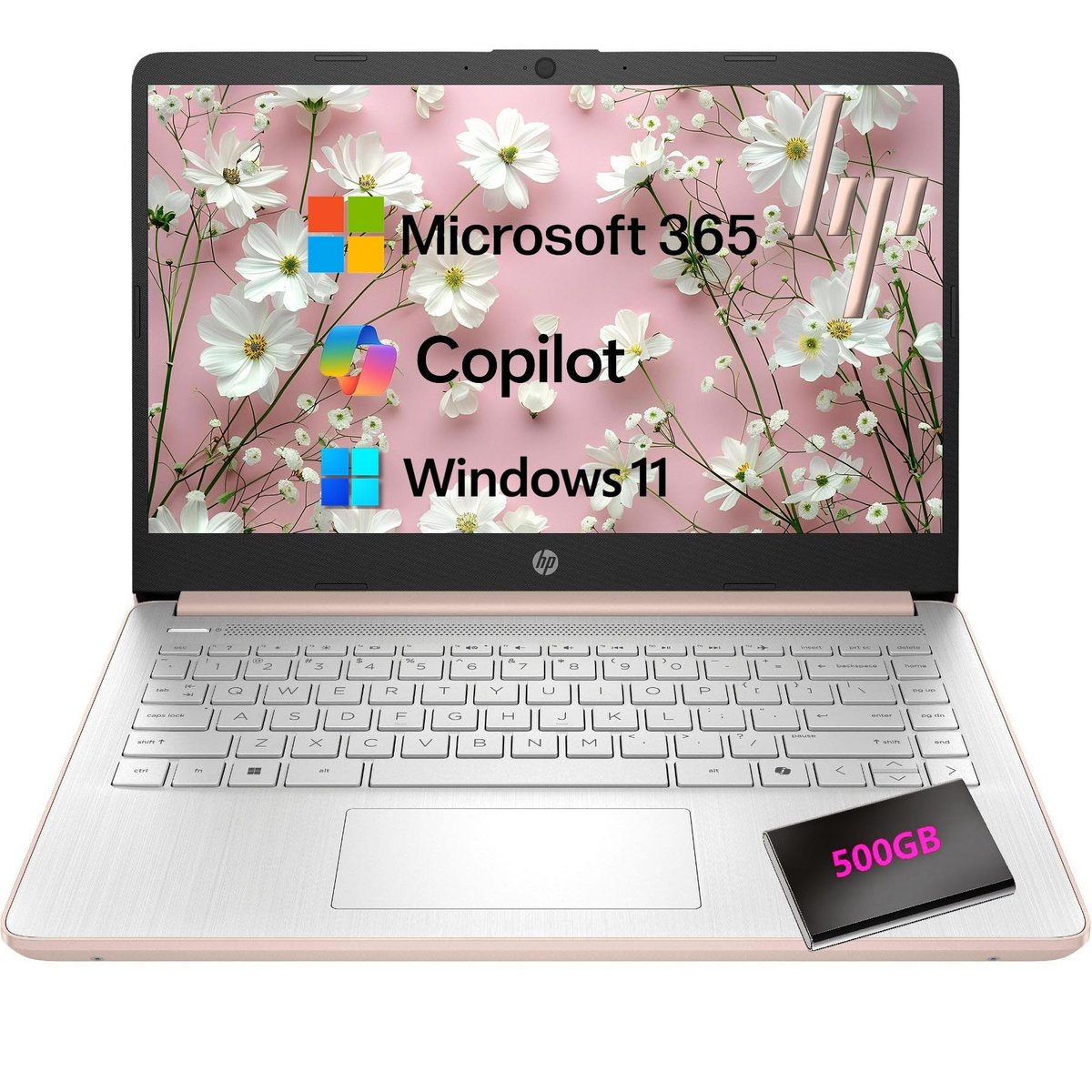 HP惠普14英寸轻薄笔记本电脑 Intel N150处理器 128GB存储+500GB移动硬盘 Win11办公学生本