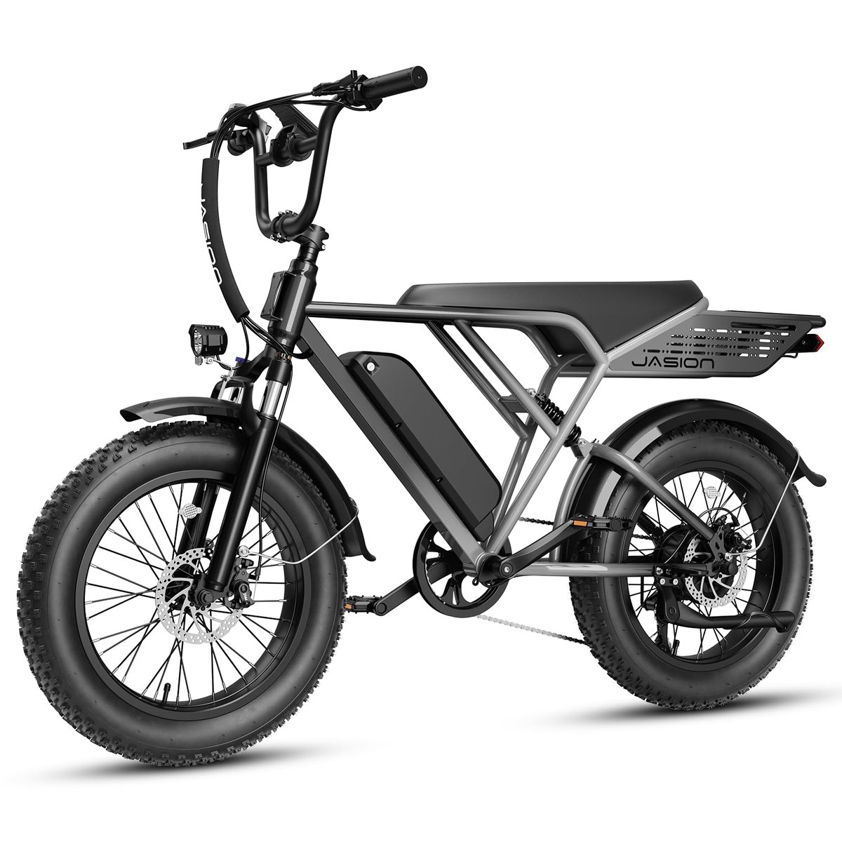 Jasion RetroVolt Electric Bike, 2000W Peak, 70-Mile Range, Fat Tire | 48V 13Ah removable battery, 30MPH, full suspension, hydraulic brakes, IPX6, for commutes, beach roads, weekends