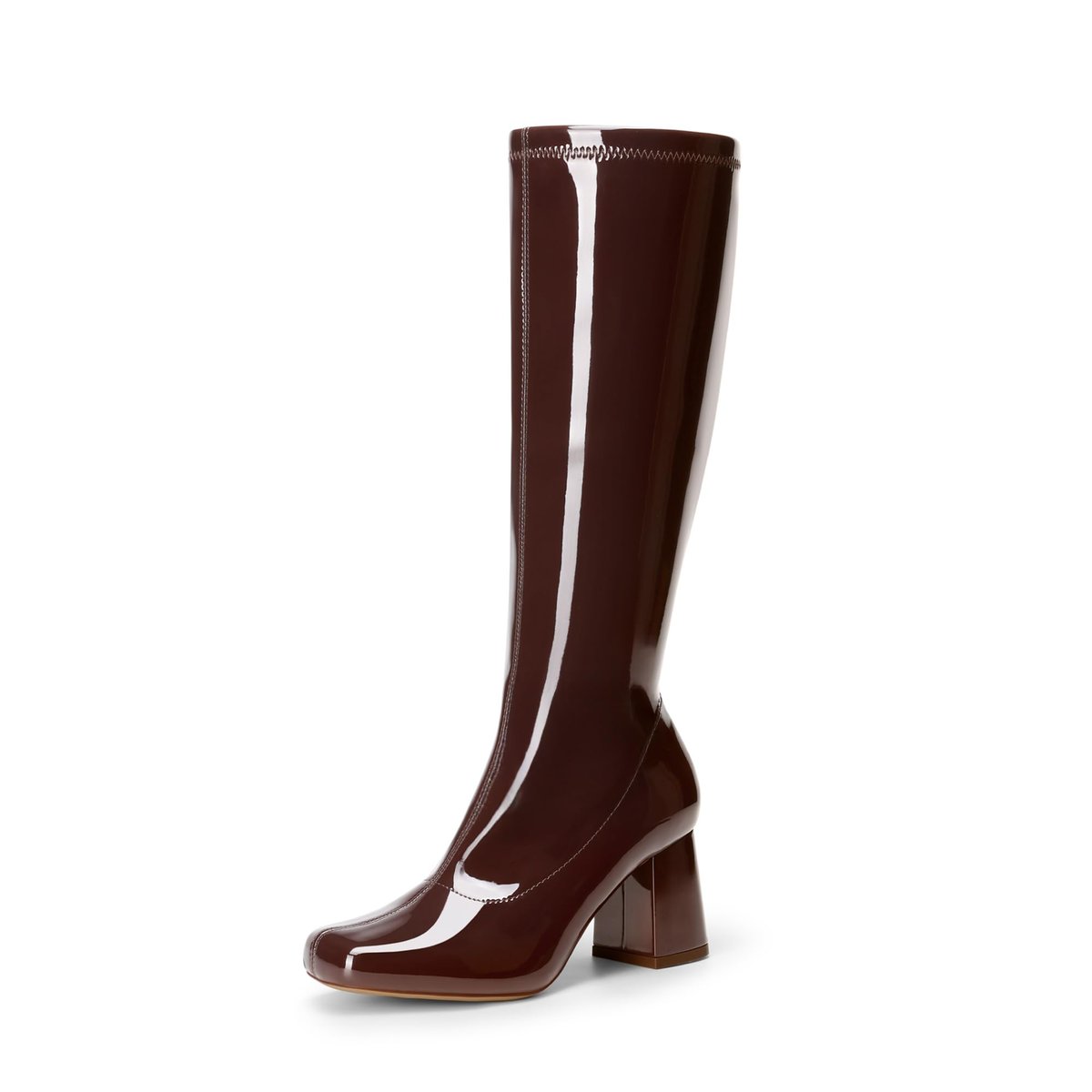 DREAM PAIRS Women's Gogo Boots Chunky Knee High Boots,Brown,9.5