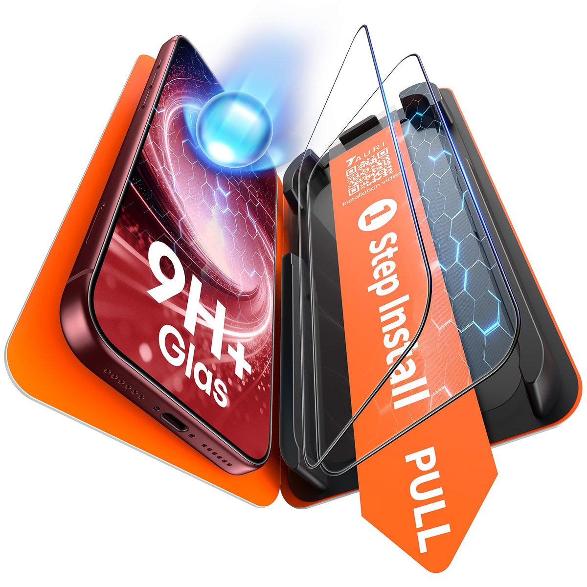 TAURI iPhone 18 Pro Max 钢化膜2片装 一步式自动除尘 全屏覆盖 9H+军工级防刮